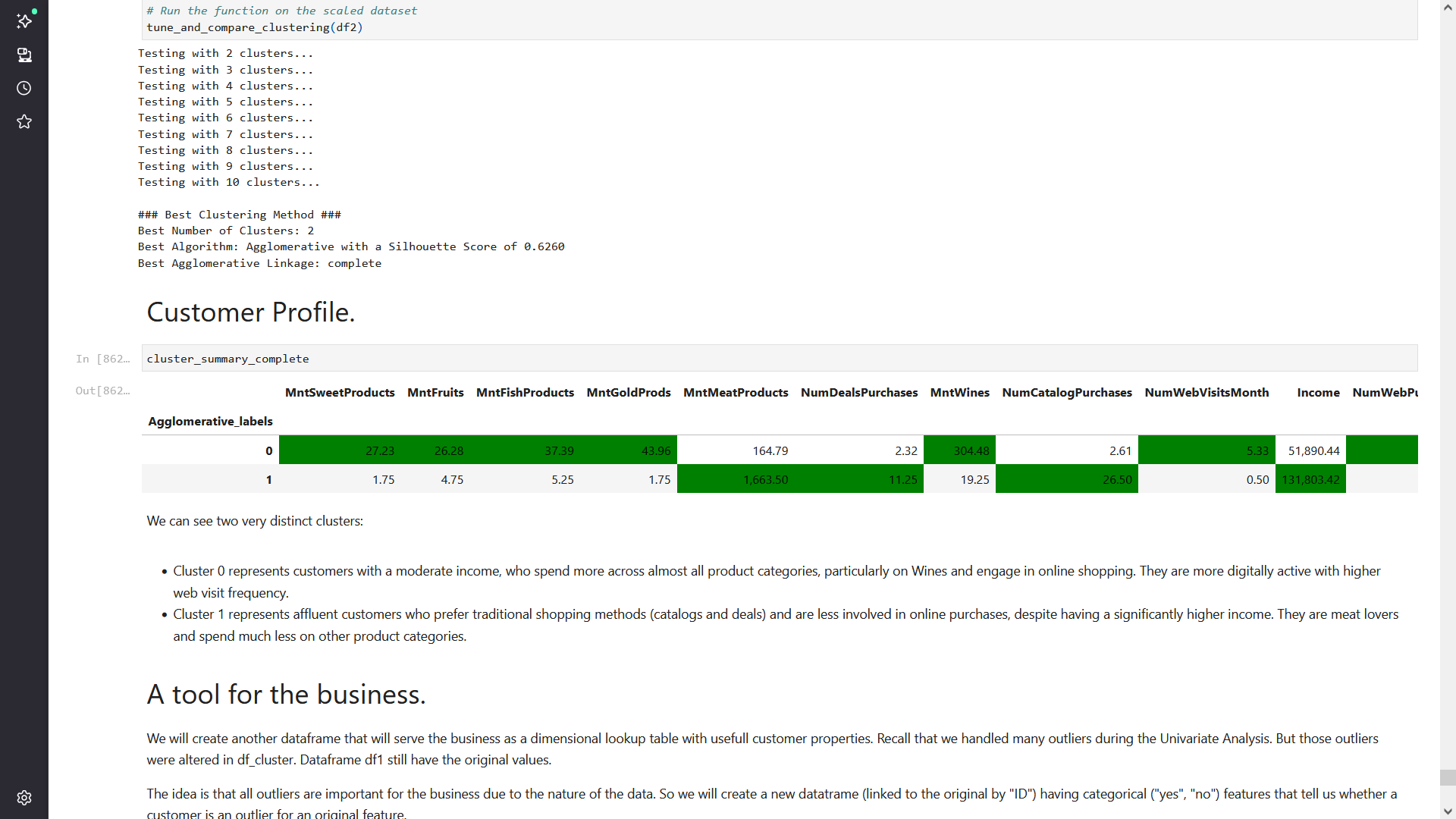 Customer segmentation notebook screenshot 4