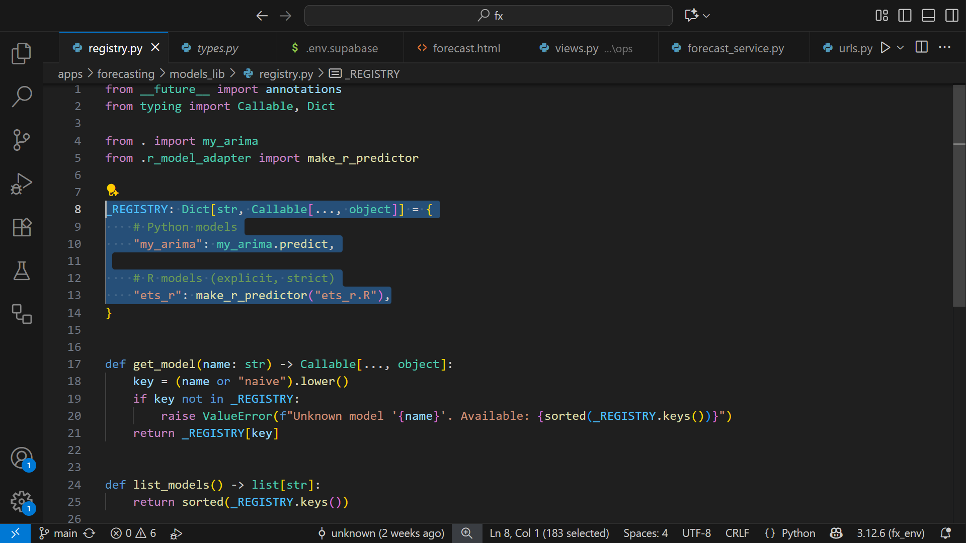 REGISTRY dictionary screenshot